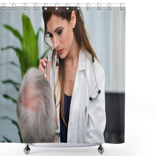 Personality  Doctor Visiting The Eyes Of Patient Shower Curtains