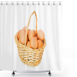 Personality  Basket Full Of Eggs Isolated On White Shower Curtains