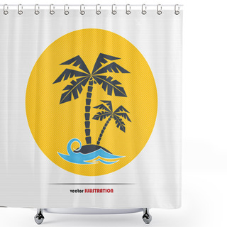 Personality  Abstract Desert Island With Palm Trees Shower Curtains