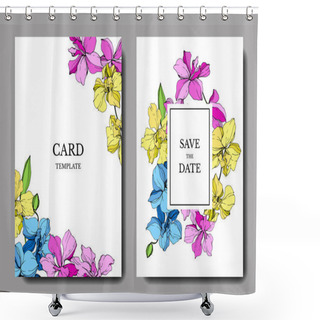 Personality  Wedding Cards With Floral Decorative Borders. Beautiful Orchid Flowers. Thank You, Rsvp, Invitation Elegant Cards Illustration Graphic Set. Shower Curtains