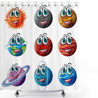 Personality  Animated Planets Shower Curtains