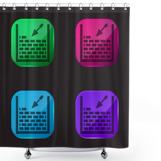 Personality  Brickwork Four Color Glass Button Icon Shower Curtains