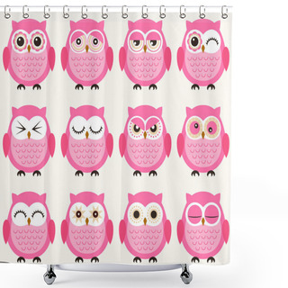 Personality  Seamless Owls Birds Pattern Shower Curtains