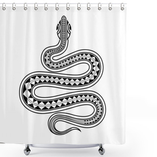 Personality  Snake Tattoo Sketch Maori Style. Chinese Zodiac Snake Sighn. Shower Curtains