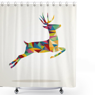 Personality  Merry Christmas Contemporary Triangle Reindeer Greeting Card Shower Curtains