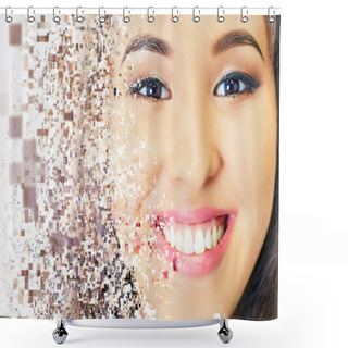 Personality  Beautiful Asian Woman Smile With Healthy Teeth Whitening Shower Curtains