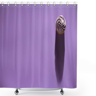 Personality  Top View Of Cupcake With Purple Icing With Shadow, Ultra Violet Trend Shower Curtains