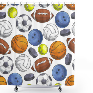 Personality  Sport Balls Seamless Pattern Shower Curtains