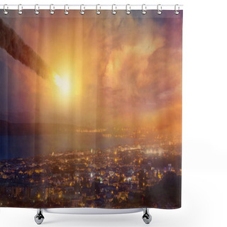 Personality  Judgment Day, End Of World, Asteroid Impact Shower Curtains