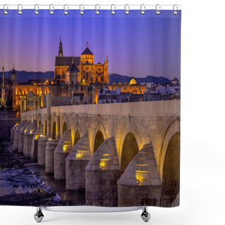 Personality  Beautifull View From Roman Bridge And Mosque In Cordoba Spain Shower Curtains