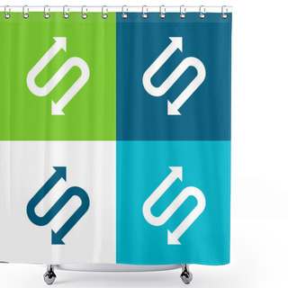 Personality  Arrow With Two Points In S Shape Flat Four Color Minimal Icon Set Shower Curtains