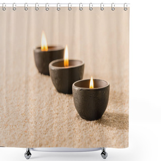 Personality  Spa Therapy Three Candles On Sand Shower Curtains