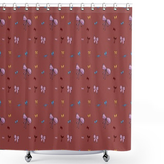 Personality  Colored Background With Different Accessories Shower Curtains