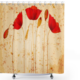 Personality  Beautiful Poppies Background Illustration Shower Curtains