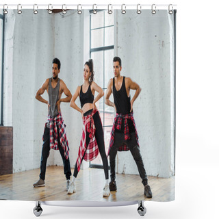 Personality  Multicultural Dancers With Hands On Hips Dancing Jazz Funk  Shower Curtains