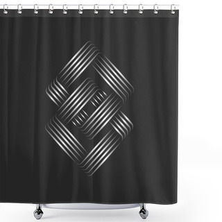 Personality  Chain Logo Of Two Crossed Links Of Rhombus In The Form Of Infinity Loop, Infinite Shape Symbol Of Creative Thin Metal Lines. Shower Curtains