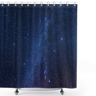 Personality  A Bright Starry Night In The Mountains With The Milky Way In The Sky, Venus And Millions Of Stars Highlighting Beautiful Mountain Huts In The Valley. Shower Curtains