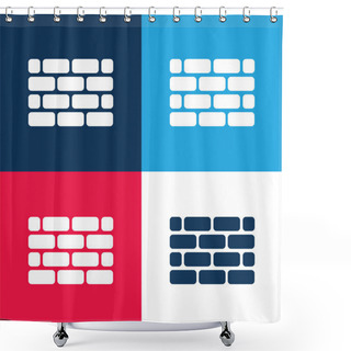 Personality  Brick Wall Blue And Red Four Color Minimal Icon Set Shower Curtains