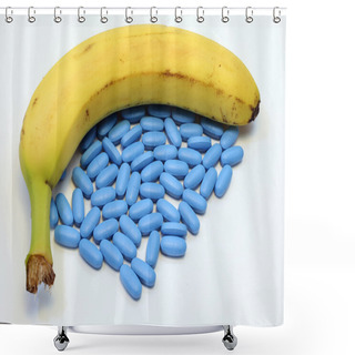 Personality  Banana With Many Blue Pills For Male Problems Shower Curtains