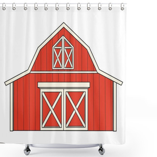 Personality  Big Wooden Barn The Frontal Part  Color Variation For Coloring Book On White Background Shower Curtains