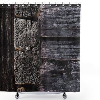 Personality  Dark Brown Weathered Textured Wooden Logs Shower Curtains