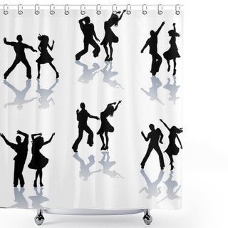 Personality  Salsa Dance Silhouettes Shower Curtains