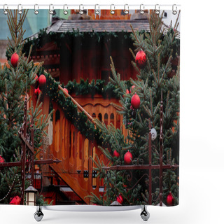 Personality  Christmas Tree Deocration, Baubles On Market In Wroclaw, Poland Shower Curtains