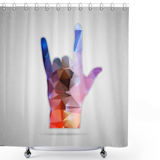 Personality  Abstract Creative Concept Vector Icon Of Hand Rock For Web And Mobile Applications Isolated On Background. Vector Illustration Template Design, Business Infographic And Social Media, Origami Icons. Shower Curtains