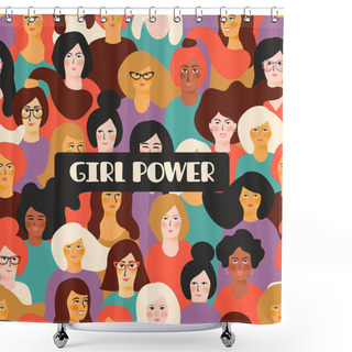 Personality  Girl Power. Vector Template. Shower Curtains