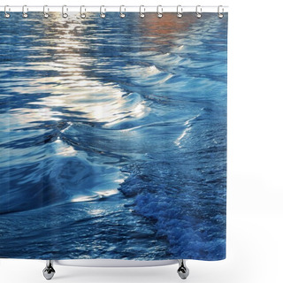 Personality  Blue Sea Water Waves Sunset From Ship Wake Shower Curtains