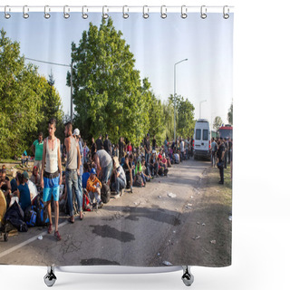 Personality  Waiting Line Of Refugees In Tovarnik Shower Curtains