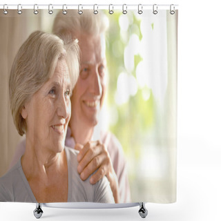 Personality  Portrait Of A Happy Senior Couple Shower Curtains