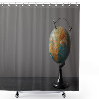 Personality  Old Globe On Dark Textured Surface On Grey Shower Curtains
