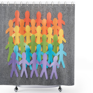 Personality  Colorful Paper Cut Figures Of Lgbt Pride On Grey Background, Lgbt Concept Shower Curtains