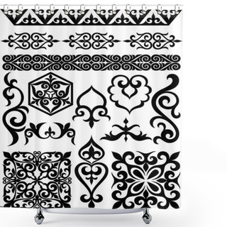 Personality  Set Of Elements Of Oriental Ornament Shower Curtains