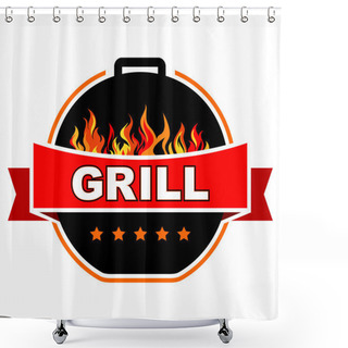 Personality  Grill Label Design. Shower Curtains