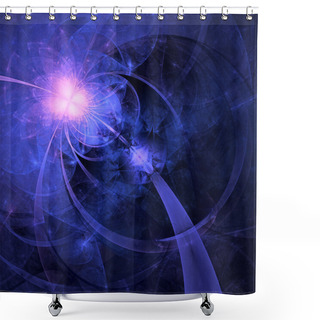 Personality  Shiny Curvy Pattern On Dark Background, Digital Fractal Art Design Shower Curtains