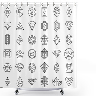 Personality  Gemstone Icons Set, Outline Style Shower Curtains