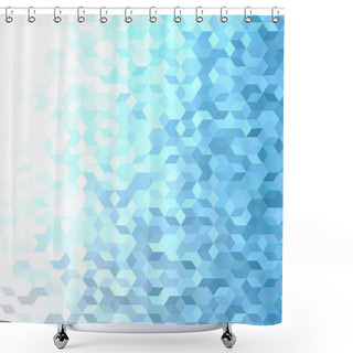 Personality  Blue 3d Cube Mosaic Pattern Background Design Shower Curtains