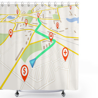 Personality  Navigation Map Shower Curtains