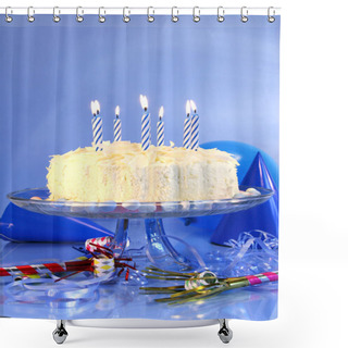Personality  Blue Birthday Celebrations Shower Curtains