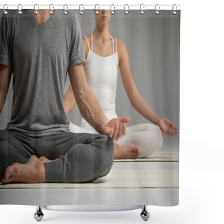 Personality  Couple Sitting In Lotus Position   Shower Curtains