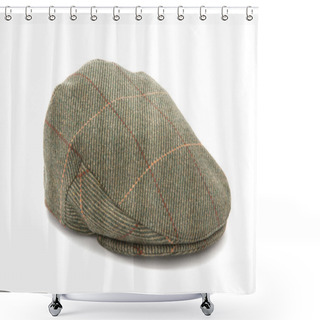Personality  Green Tweed Hunting Flat Cap Shower Curtains
