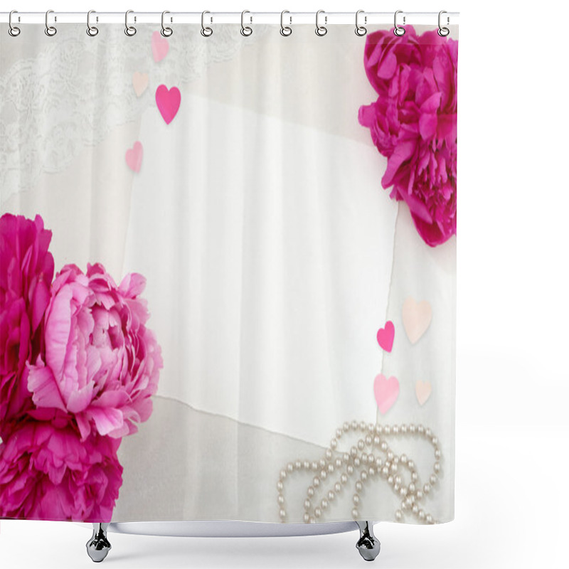 Personality  Pretty Styled Stationery Mockup Photograph Shower Curtains