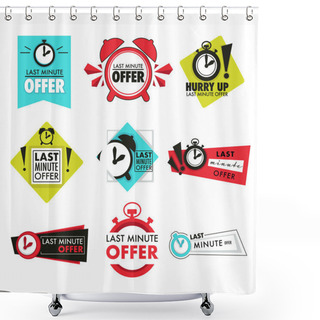 Personality  Last Minute Offer Button Or Sign, Alarm Clock Countdown Isolated Icon Vector. Time, E-commerce And Shopping, Ringing Alarm Emblems Or Logo. Marketing, Only Chance, Retail And Shop, Online Store Shower Curtains