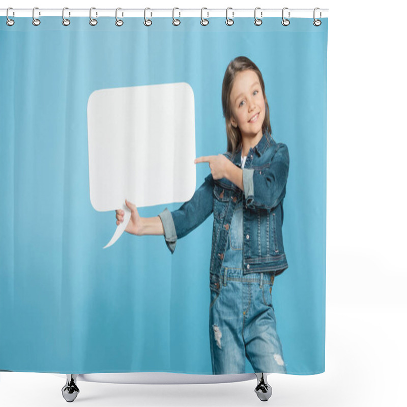 Personality  Little girl with speech bubble  shower curtains