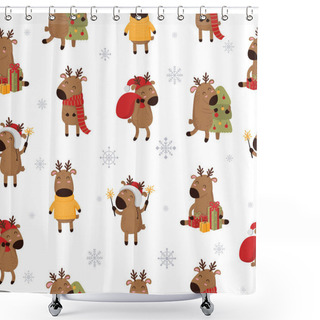 Personality  Vector Seamless Pattern Of Cards With Hand Drawing Cute Winter D Shower Curtains