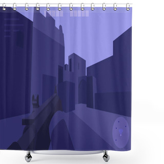 Personality  Vector Game Platforms On Dark Landscape Shower Curtains