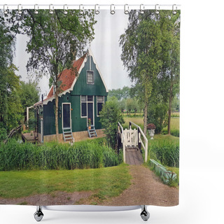 Personality  Traditional Historical Old Dutch Wooden House In The Countryide From The Netherlands Shower Curtains