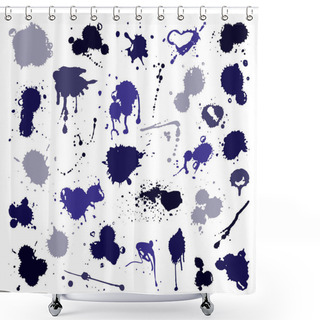 Personality  Vector Set Of Ink Splashes Blots Splatter Collection Grunge Design Element And Art Messy Backdrop Color Dirty Liquid Shape Spatter Graphic Silhouette Illustration Shower Curtains